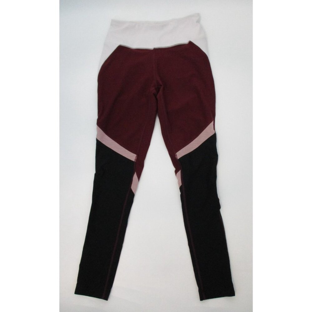Mondetta Color Block Activewear Leggings White Burgundy Black Womens Size Small